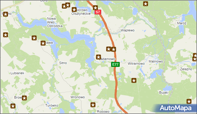 mapa Jadamowo, Jadamowo na mapie Targeo