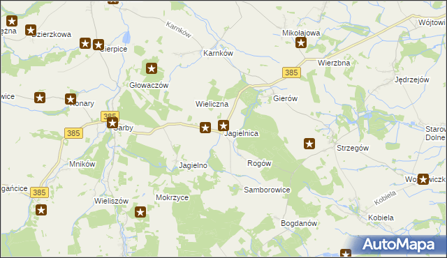 mapa Jagielnica, Jagielnica na mapie Targeo