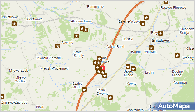 mapa Jakać Borowa, Jakać Borowa na mapie Targeo