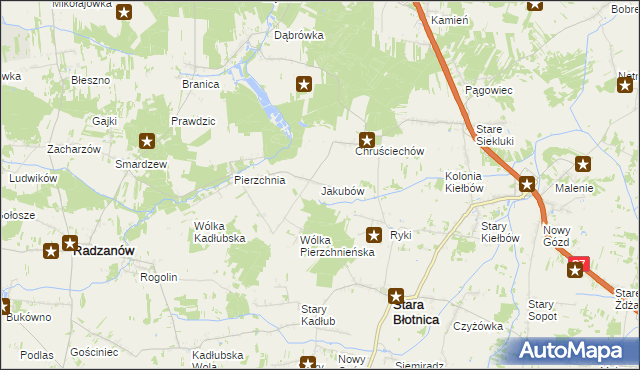 mapa Jakubów gmina Stara Błotnica, Jakubów gmina Stara Błotnica na mapie Targeo