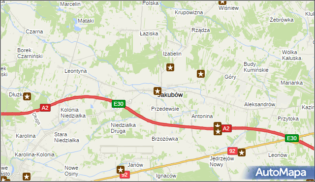 mapa Jakubów powiat miński, Jakubów powiat miński na mapie Targeo