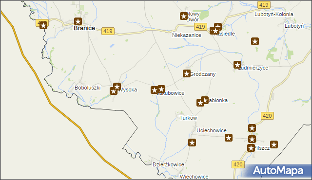 mapa Jakubowice gmina Branice, Jakubowice gmina Branice na mapie Targeo