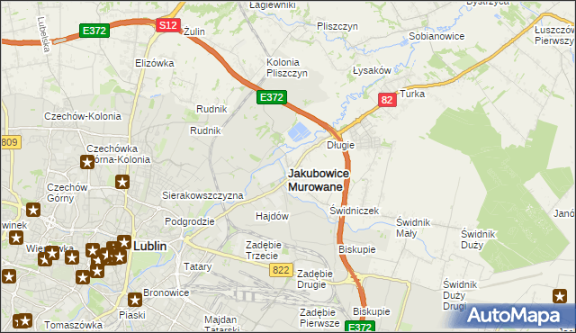 mapa Jakubowice Murowane, Jakubowice Murowane na mapie Targeo