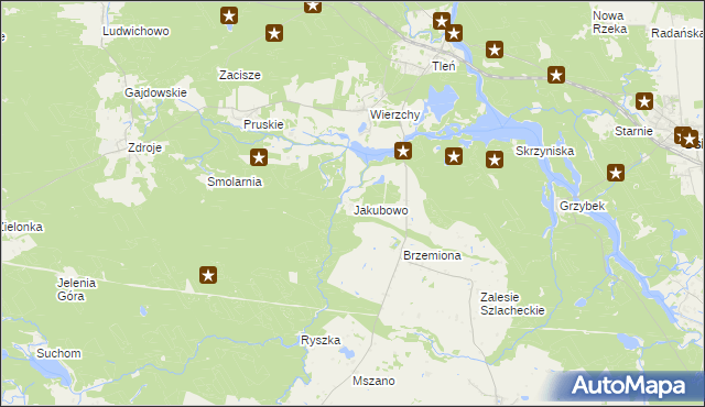 mapa Jakubowo gmina Lniano, Jakubowo gmina Lniano na mapie Targeo