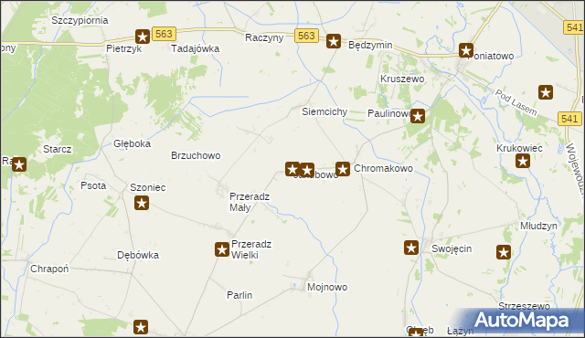 mapa Jakubowo gmina Lutocin, Jakubowo gmina Lutocin na mapie Targeo