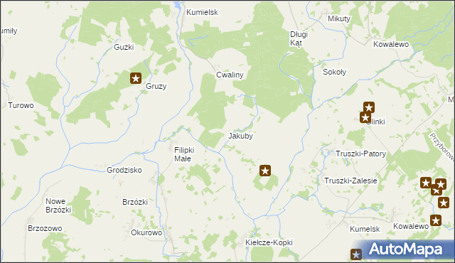 mapa Jakuby gmina Biała Piska, Jakuby gmina Biała Piska na mapie Targeo