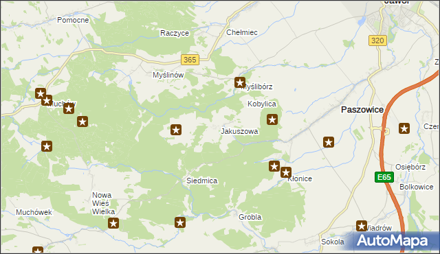 mapa Jakuszowa, Jakuszowa na mapie Targeo