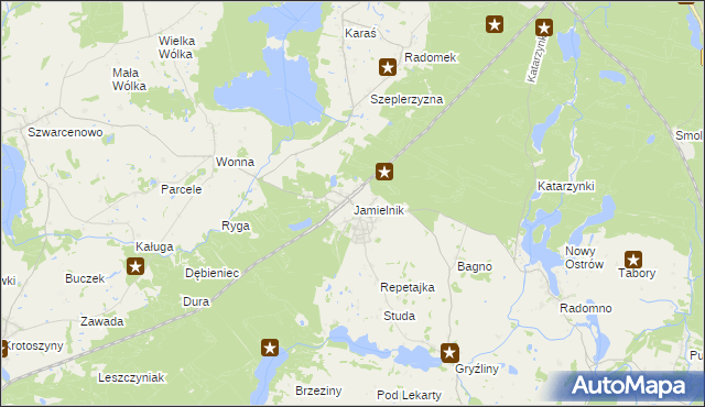 mapa Jamielnik gmina Nowe Miasto Lubawskie, Jamielnik gmina Nowe Miasto Lubawskie na mapie Targeo