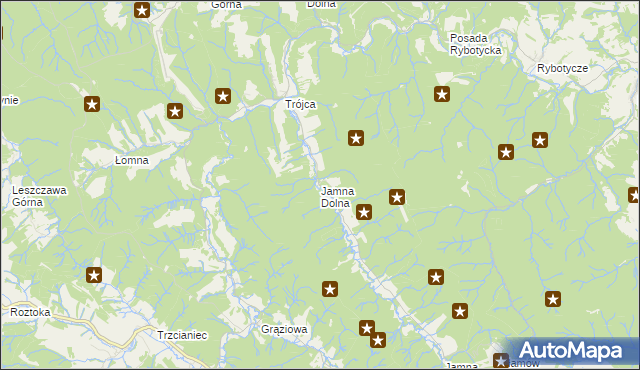 mapa Jamna Dolna, Jamna Dolna na mapie Targeo