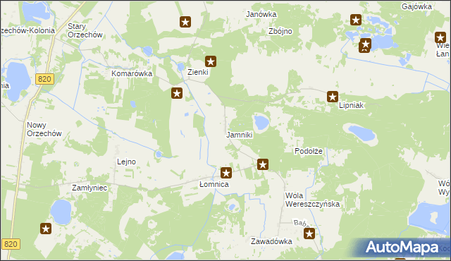 mapa Jamniki, Jamniki na mapie Targeo