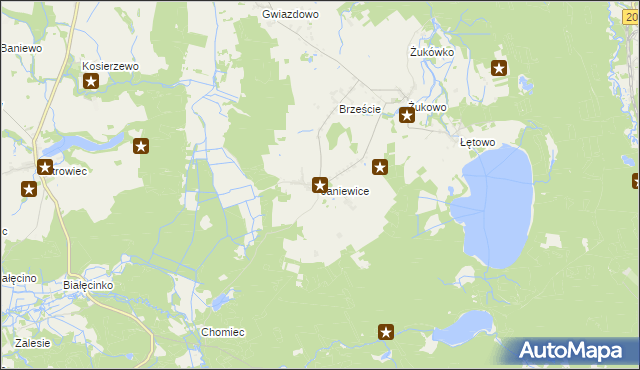 mapa Janiewice, Janiewice na mapie Targeo