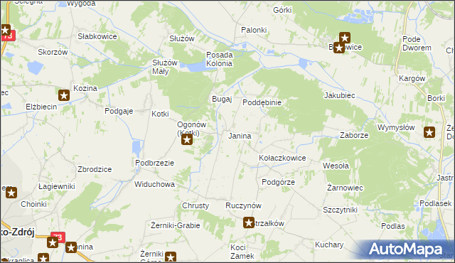 mapa Janina gmina Busko-Zdrój, Janina gmina Busko-Zdrój na mapie Targeo