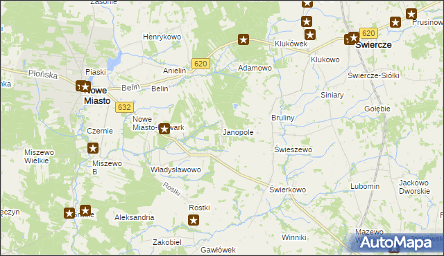 mapa Janopole gmina Nowe Miasto, Janopole gmina Nowe Miasto na mapie Targeo