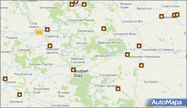 mapa Janoszyce, Janoszyce na mapie Targeo