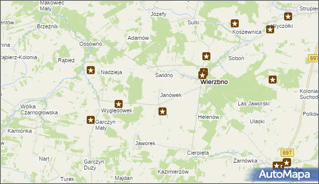 mapa Janówek gmina Wierzbno, Janówek gmina Wierzbno na mapie Targeo