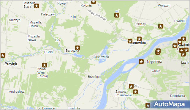 mapa Janowice gmina Janowiec, Janowice gmina Janowiec na mapie Targeo