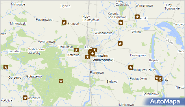 mapa Janowiec Wielkopolski, Janowiec Wielkopolski na mapie Targeo