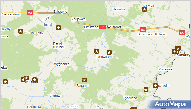 mapa Janówka gmina Hanna, Janówka gmina Hanna na mapie Targeo