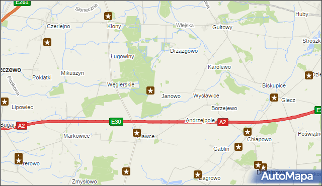 mapa Janowo gmina Dominowo, Janowo gmina Dominowo na mapie Targeo