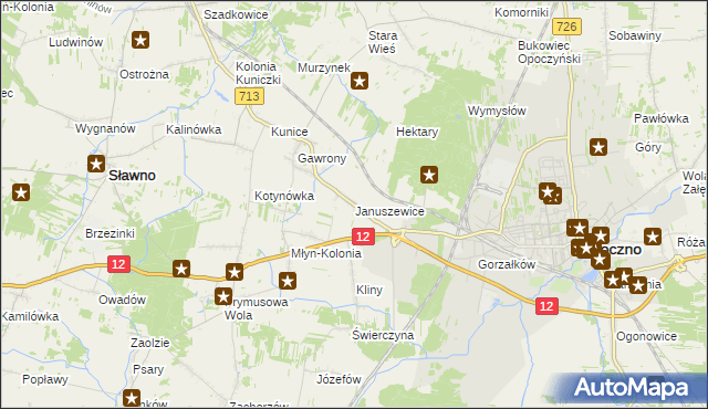 mapa Januszewice gmina Opoczno, Januszewice gmina Opoczno na mapie Targeo
