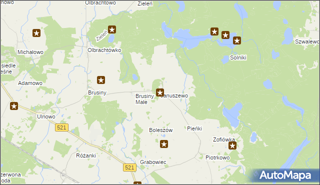 mapa Januszewo gmina Susz, Januszewo gmina Susz na mapie Targeo