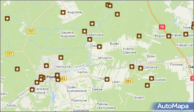 mapa Januszno, Januszno na mapie Targeo