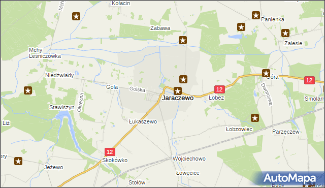 mapa Jaraczewo powiat jarociński, Jaraczewo powiat jarociński na mapie Targeo