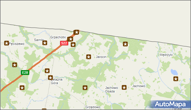 mapa Jarocin gmina Braniewo, Jarocin gmina Braniewo na mapie Targeo