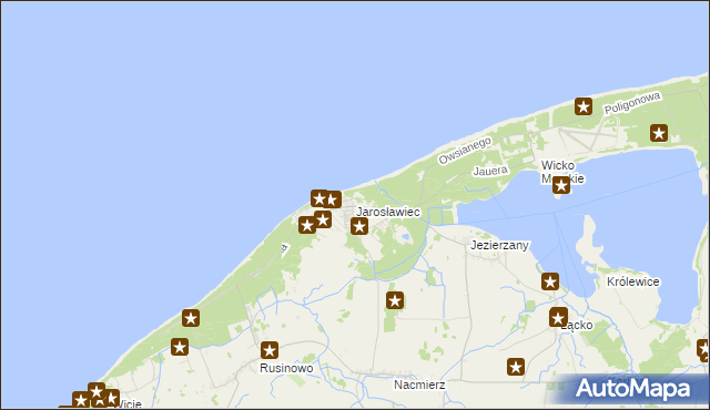 mapa Jarosławiec gmina Postomino, Jarosławiec gmina Postomino na mapie Targeo