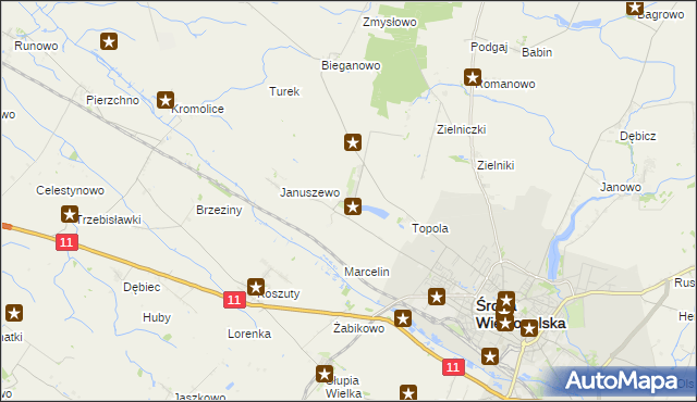 mapa Jarosławiec gmina Środa Wielkopolska, Jarosławiec gmina Środa Wielkopolska na mapie Targeo