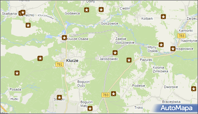 mapa Jaroszowiec, Jaroszowiec na mapie Targeo