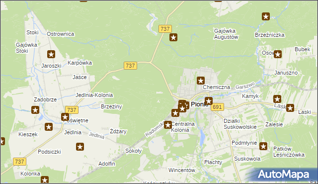 mapa Jaśce Leśniczówka, Jaśce Leśniczówka na mapie Targeo