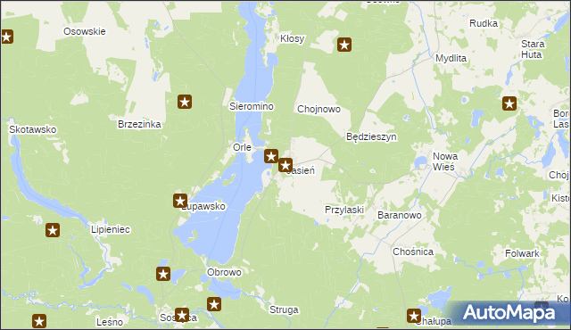 mapa Jasień gmina Czarna Dąbrówka, Jasień gmina Czarna Dąbrówka na mapie Targeo