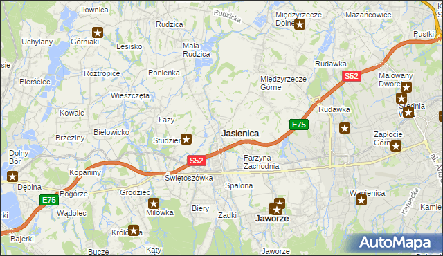 mapa Jasienica powiat bielski, Jasienica powiat bielski na mapie Targeo