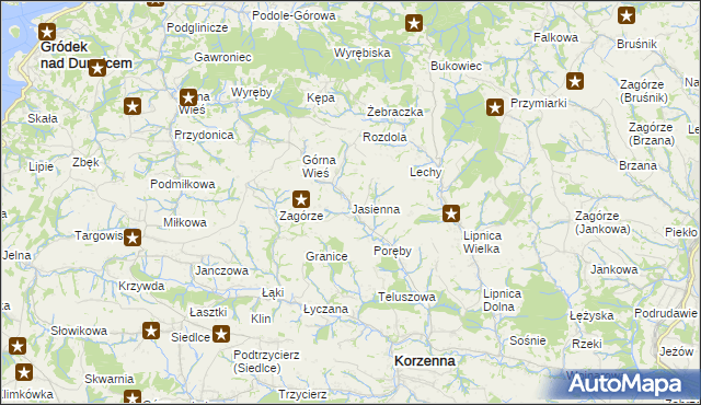 mapa Jasienna, Jasienna na mapie Targeo