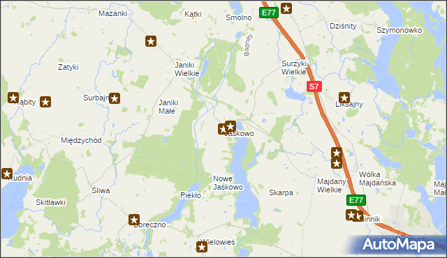 mapa Jaśkowo gmina Zalewo, Jaśkowo gmina Zalewo na mapie Targeo