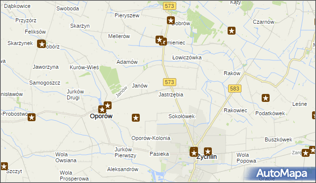 mapa Jastrzębia gmina Oporów, Jastrzębia gmina Oporów na mapie Targeo