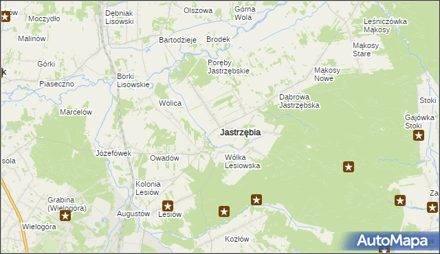 mapa Jastrzębia powiat radomski, Jastrzębia powiat radomski na mapie Targeo