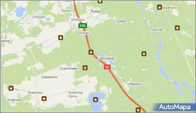 mapa Jastrzębiec gmina Lubiszyn, Jastrzębiec gmina Lubiszyn na mapie Targeo
