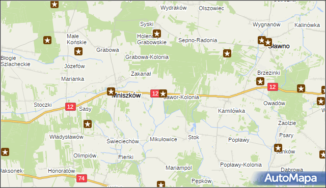 mapa Jawor-Kolonia, Jawor-Kolonia na mapie Targeo