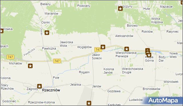 mapa Jawor Solecki, Jawor Solecki na mapie Targeo