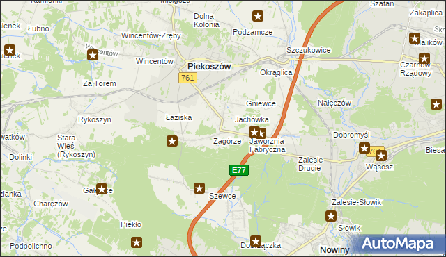 mapa Jaworznia, Jaworznia na mapie Targeo