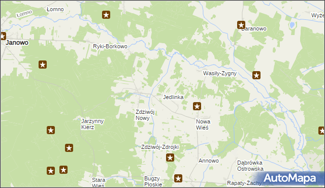 mapa Jedlinka gmina Chorzele, Jedlinka gmina Chorzele na mapie Targeo