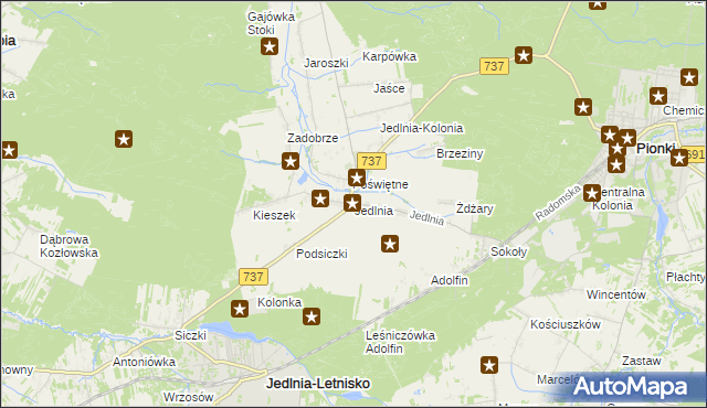 mapa Jedlnia, Jedlnia na mapie Targeo