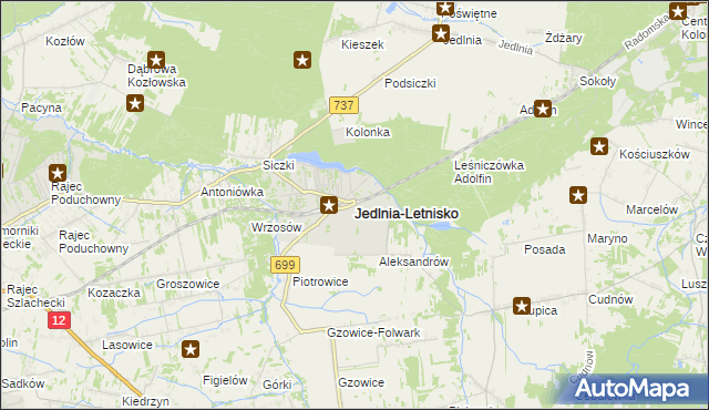 mapa Jedlnia-Letnisko, Jedlnia-Letnisko na mapie Targeo