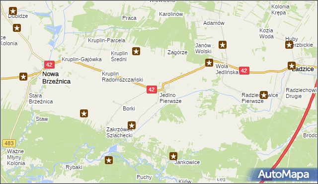 mapa Jedlno Pierwsze, Jedlno Pierwsze na mapie Targeo