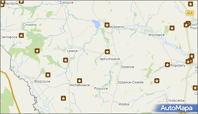 mapa Jędrychowice, Jędrychowice na mapie Targeo