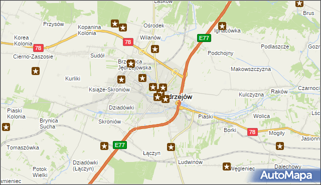 mapa Jędrzejów, Jędrzejów na mapie Targeo