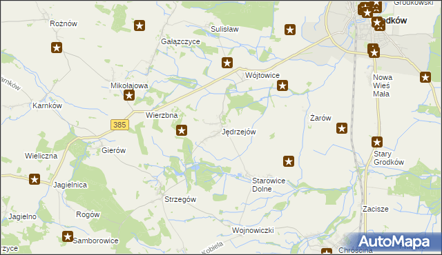 mapa Jędrzejów gmina Grodków, Jędrzejów gmina Grodków na mapie Targeo