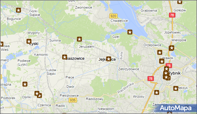 mapa Jejkowice, Jejkowice na mapie Targeo